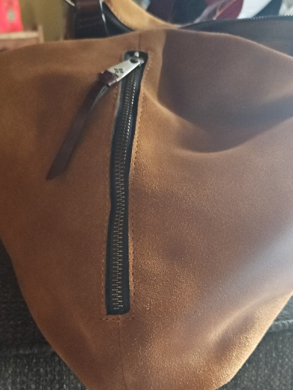 Patricia Nash Cognac Brown Suede Hobo Shoulder Bag With Leather Strap. NWT - Picture 10 of 11